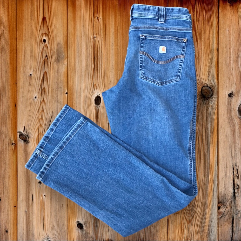🥂HOST PICK🥂 Womens Stretch CARHARTT Straight Leg Medium Wash Jeans - 10 Tall